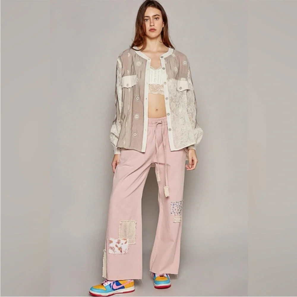 POL Eyelet Lace Button-Up Blouse - - Picture 6 of 9